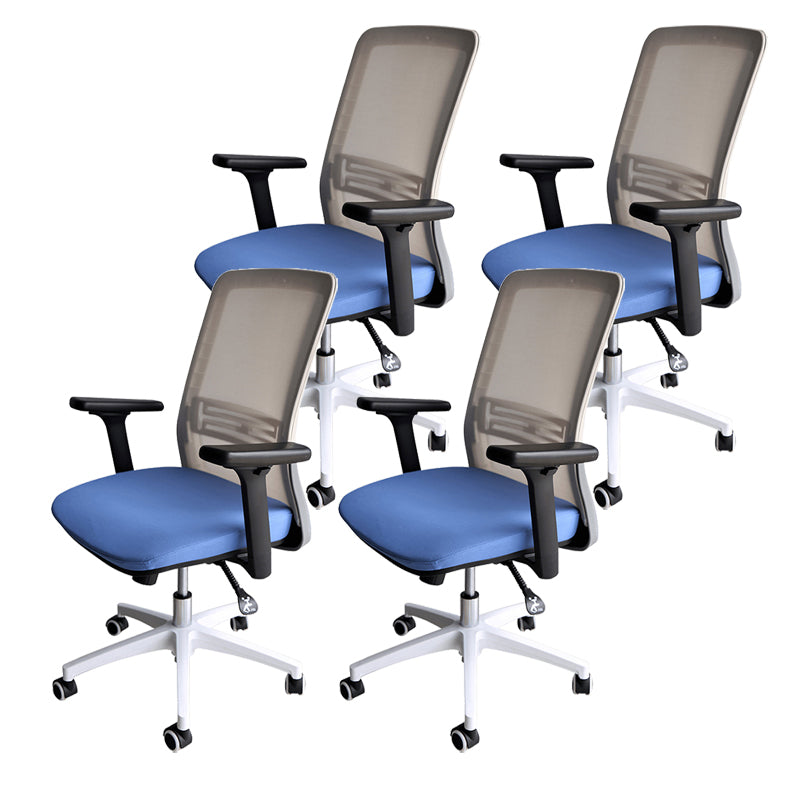 Contemporary Arm Chair Adjustable Seat Height Swivel Office Chair Blue 4 Piece Set Clearhalo 'furn' 'furn_office_chair' 'Furniture' 'Office Chairs' 'Office Furniture' 'office_chair' 5892569