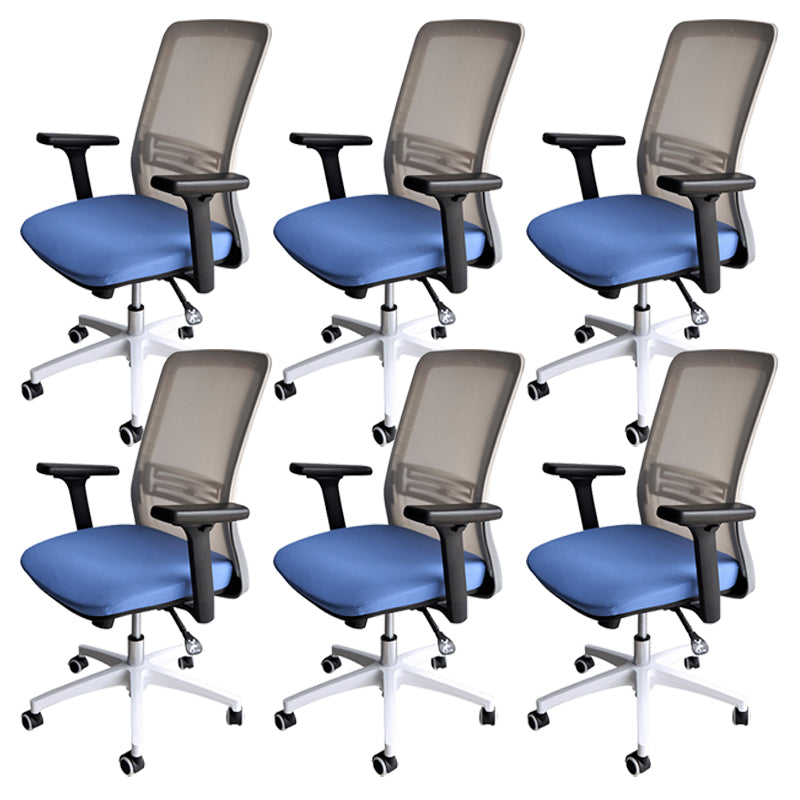 Contemporary Arm Chair Adjustable Seat Height Swivel Office Chair Blue 6 Piece Set Clearhalo 'furn' 'furn_office_chair' 'Furniture' 'Office Chairs' 'Office Furniture' 'office_chair' 5892571