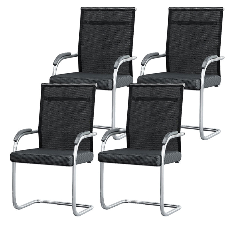 Modern & Contemporary Microfiber Chair Desk Chair Mid-Back Office Chair 4 Piece Set Black Clearhalo 'furn' 'furn_office_chair' 'Furniture' 'Office Chairs' 'Office Furniture' 'office_chair' 5892581