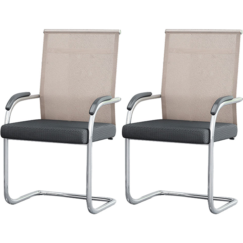 Modern & Contemporary Microfiber Chair Desk Chair Mid-Back Office Chair 2 Piece Set Beige Clearhalo 'furn' 'furn_office_chair' 'Furniture' 'Office Chairs' 'Office Furniture' 'office_chair' 5892589