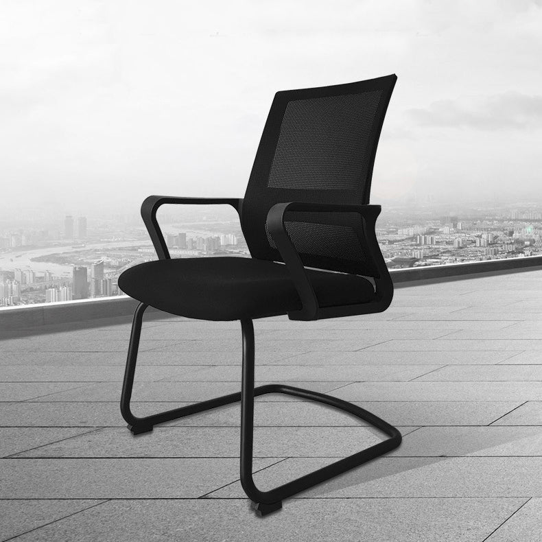 Modern & Contemporary Mid-Back Chair Black Desk Chair Microfiber Office Chair Clearhalo 'furn' 'furn_office_chair' 'Furniture' 'Office Chairs' 'Office Furniture' 'office_chair' 5892614