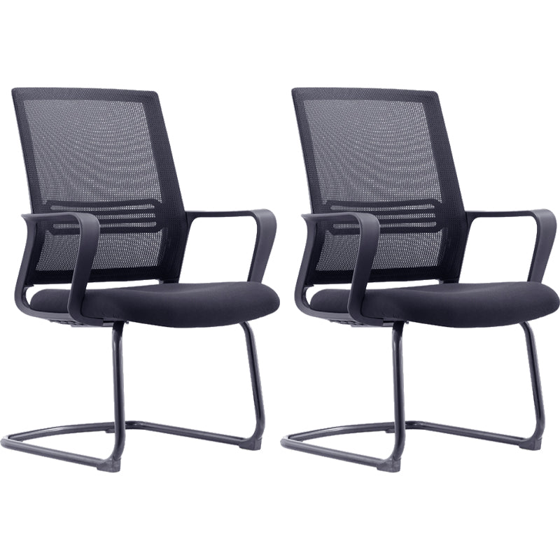 Modern & Contemporary Mid-Back Chair Black Desk Chair Microfiber Office Chair Black 2 Piece Set Clearhalo 'furn' 'furn_office_chair' 'Furniture' 'Office Chairs' 'Office Furniture' 'office_chair' 5892615