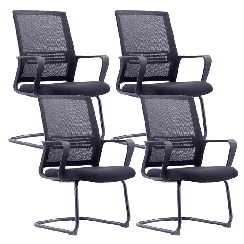 Modern & Contemporary Mid-Back Chair Black Desk Chair Microfiber Office Chair Black 4 Piece Set Clearhalo 'furn' 'furn_office_chair' 'Furniture' 'Office Chairs' 'Office Furniture' 'office_chair' 5892617