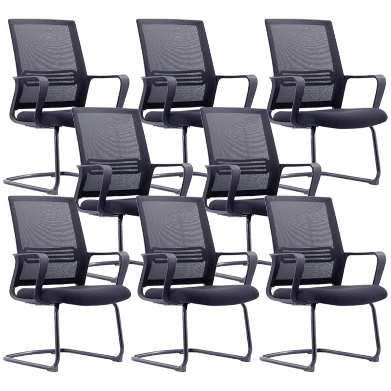 Modern & Contemporary Mid-Back Chair Black Desk Chair Microfiber Office Chair Black 8 Piece Set Clearhalo 'furn' 'furn_office_chair' 'Furniture' 'Office Chairs' 'Office Furniture' 'office_chair' 5892620