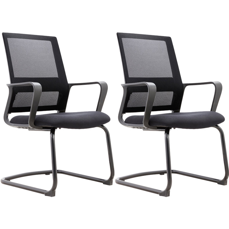Modern & Contemporary Mid-Back Chair Black Desk Chair Microfiber Office Chair Matt Black 2 Piece Set Clearhalo 'furn' 'furn_office_chair' 'Furniture' 'Office Chairs' 'Office Furniture' 'office_chair' 5892622