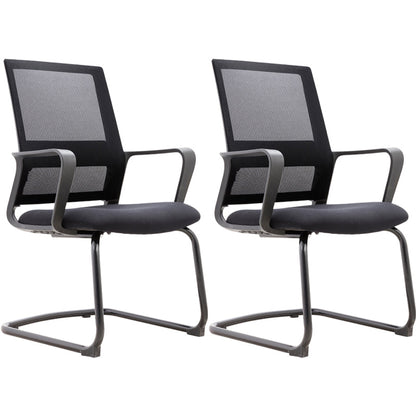Modern & Contemporary Mid-Back Chair Black Desk Chair Microfiber Office Chair Matt Black 2 Piece Set Clearhalo 'furn' 'furn_office_chair' 'Furniture' 'Office Chairs' 'Office Furniture' 'office_chair' 5892622