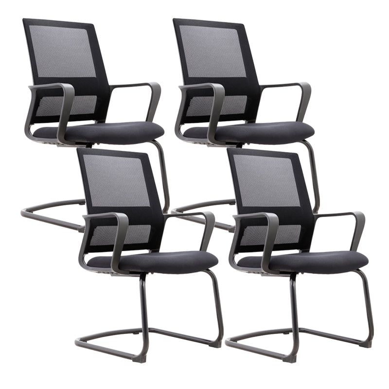 Modern & Contemporary Mid-Back Chair Black Desk Chair Microfiber Office Chair Matt Black 4 Piece Set Clearhalo 'furn' 'furn_office_chair' 'Furniture' 'Office Chairs' 'Office Furniture' 'office_chair' 5892624