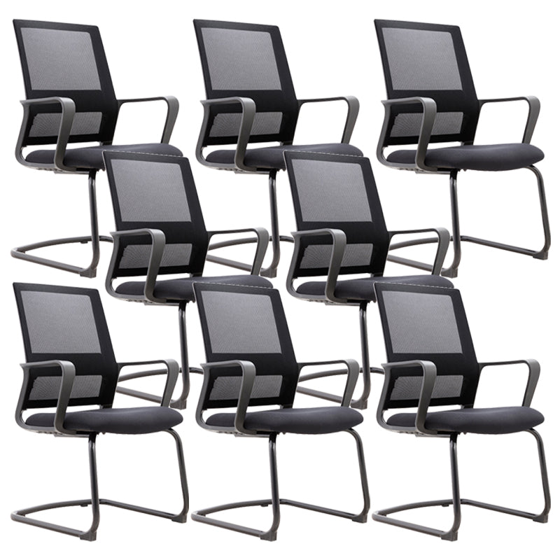 Modern & Contemporary Mid-Back Chair Black Desk Chair Microfiber Office Chair Matt Black 8 Piece Set Clearhalo 'furn' 'furn_office_chair' 'Furniture' 'Office Chairs' 'Office Furniture' 'office_chair' 5892628