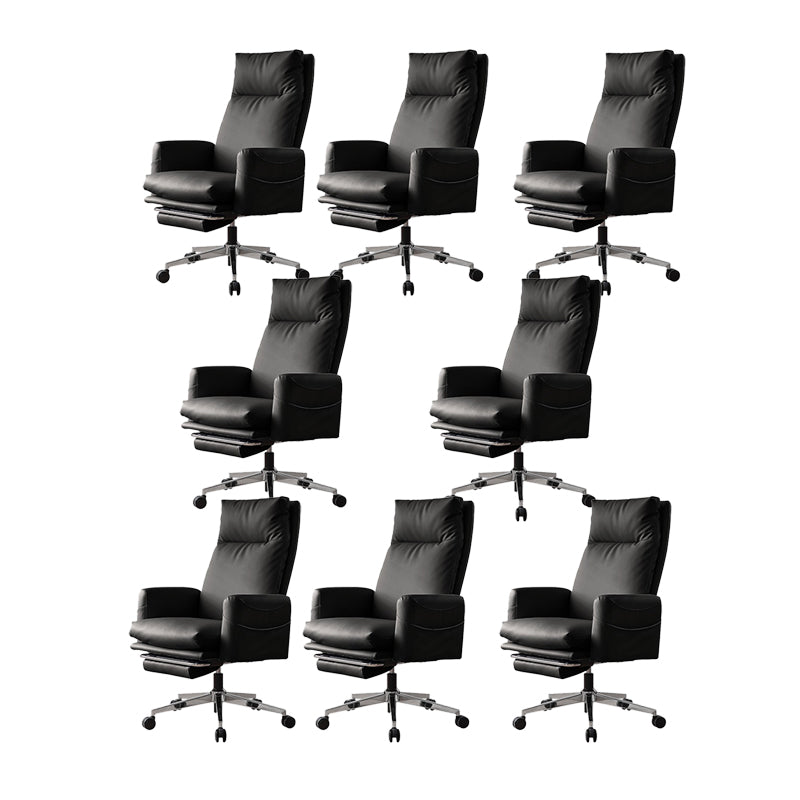 Silla moderna de gerente de brazos fijos Silla ajustable en altura con ruedas