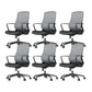 Contemporary Wheels Office Chair Microfiber Black Task Mid-Back Chair 6 Piece Set Clearhalo 'furn' 'furn_office_chair' 'Furniture' 'Office Chairs' 'Office Furniture' 'office_chair' 5892688