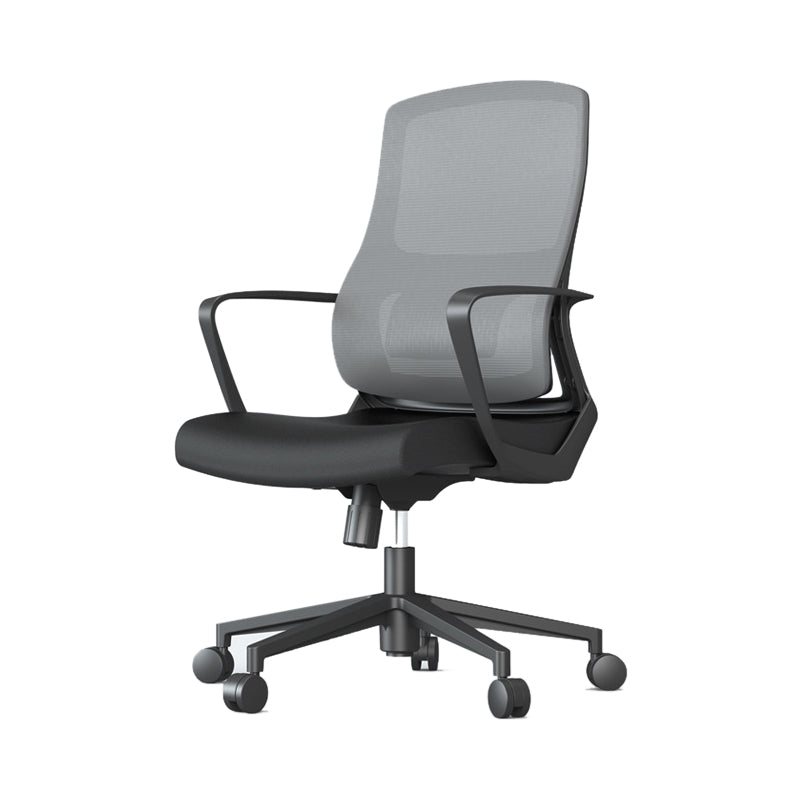 Contemporary Wheels Office Chair Microfiber Black Task Mid-Back Chair Clearhalo 'furn' 'furn_office_chair' 'Furniture' 'Office Chairs' 'Office Furniture' 'office_chair' 5892691