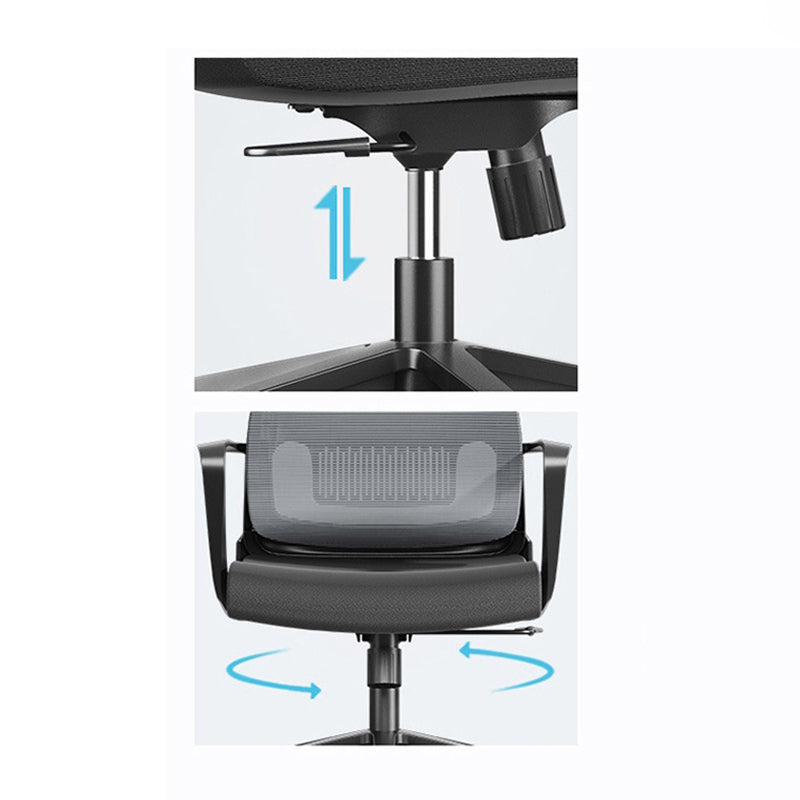 Contemporary Wheels Office Chair Microfiber Black Task Mid-Back Chair Clearhalo 'furn' 'furn_office_chair' 'Furniture' 'Office Chairs' 'Office Furniture' 'office_chair' 5892694
