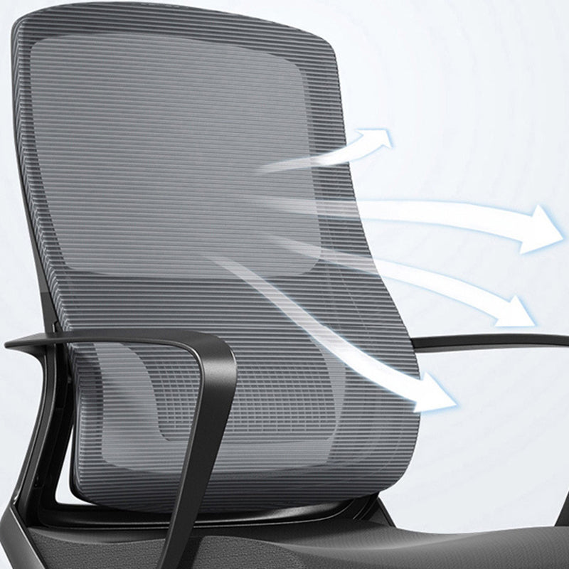Contemporary Wheels Office Chair Microfiber Black Task Mid-Back Chair Clearhalo 'furn' 'furn_office_chair' 'Furniture' 'Office Chairs' 'Office Furniture' 'office_chair' 5892695