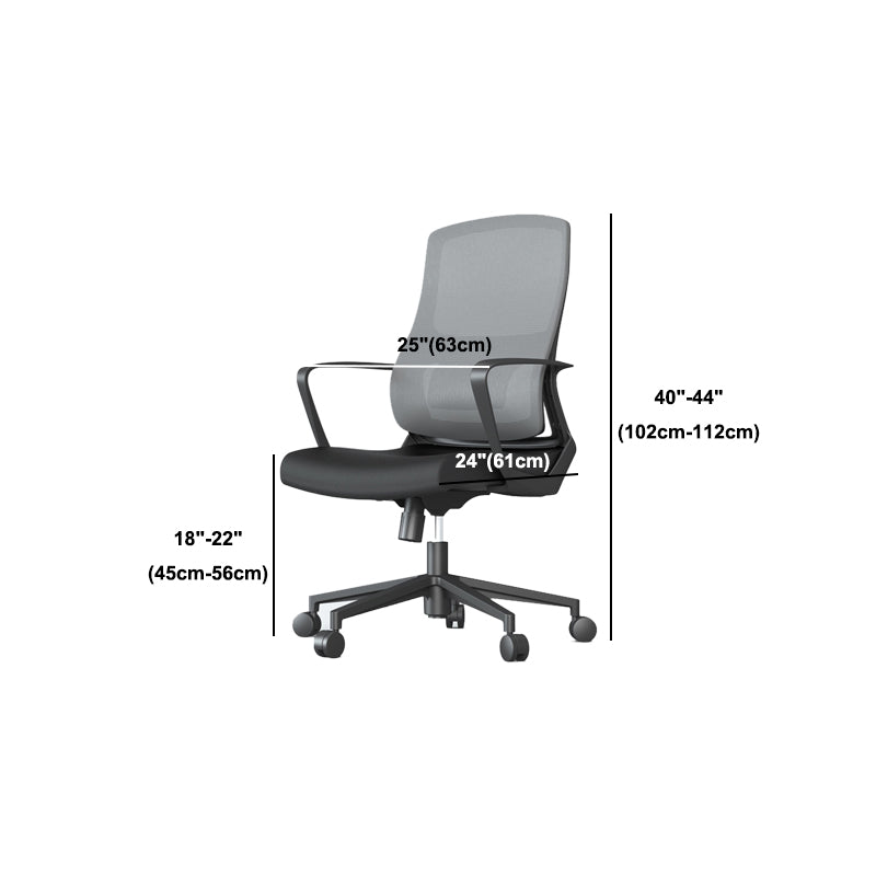 Contemporary Wheels Office Chair Microfiber Black Task Mid-Back Chair Clearhalo 'furn' 'furn_office_chair' 'Furniture' 'Office Chairs' 'Office Furniture' 'office_chair' 5892697