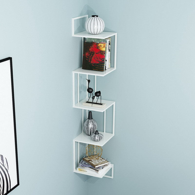 5 scaffali moderni libreria in metallo moderno scaffale a parete montato per soggiorno, 48 "h x 8.5" w