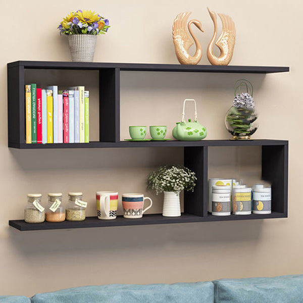 Zwevende moderne boekenkast horizontale matte afwerking hout open kast voor woonkamer