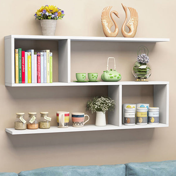 Zwevende moderne boekenkast horizontale matte afwerking hout open kast voor woonkamer