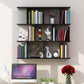 Modern Wall Mounted Shelf Bookcase Horizontal Engineered Wood Bookshelf