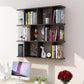Modern Wall Mounted Shelf Bookcase Horizontal Engineered Wood Bookshelf