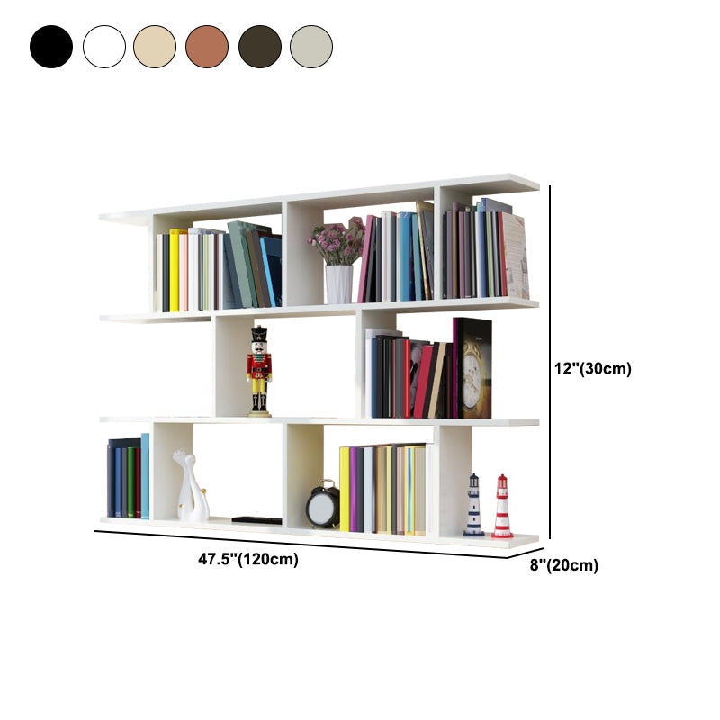 Modern Wall Mounted Shelf Bookcase Horizontal Engineered Wood Bookshelf