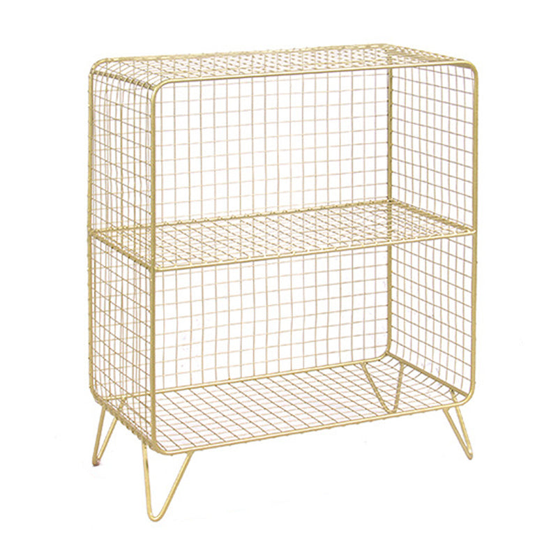 Modern Metal Bookshelf Standard Closed Back Bookshelf in Burnish