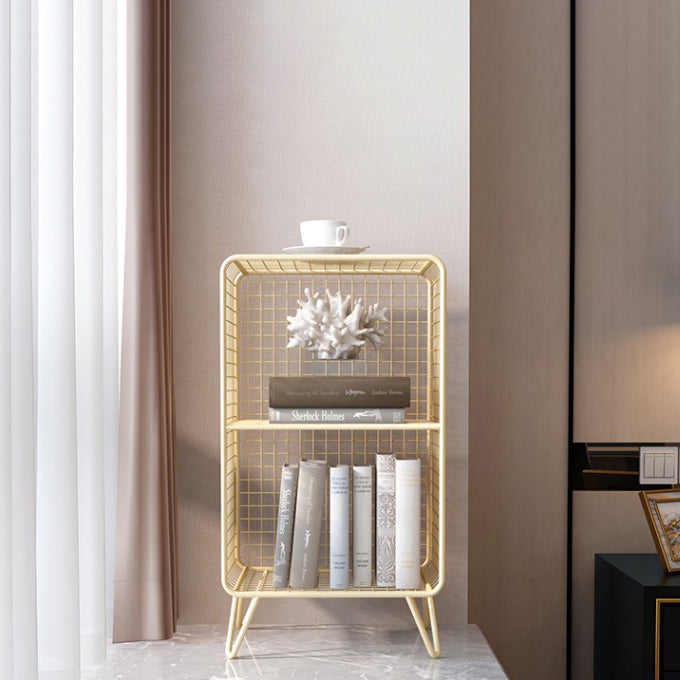 Modern Metal Bookshelf Standard Closed Back Bookshelf in Burnish