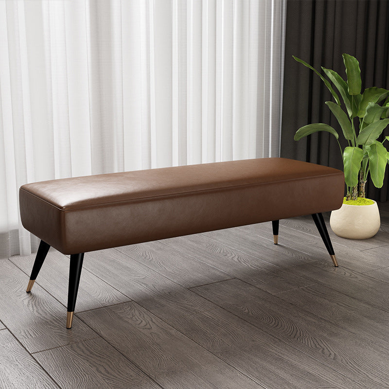 16.5 Inch Wide Glam Metal Seating Bench Cushioned Entryway Bench Light Coffee Clearhalo 'Benches' 'Chairs & Seating' 'furn' 'furn_benches' 'Furniture' 'Living Room Furniture' 5893044