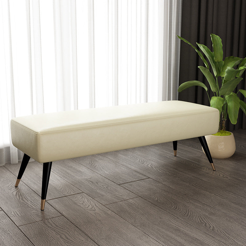 16.5 Inch Wide Glam Metal Seating Bench Cushioned Entryway Bench Off-White Clearhalo 'Benches' 'Chairs & Seating' 'furn' 'furn_benches' 'Furniture' 'Living Room Furniture' 5893047