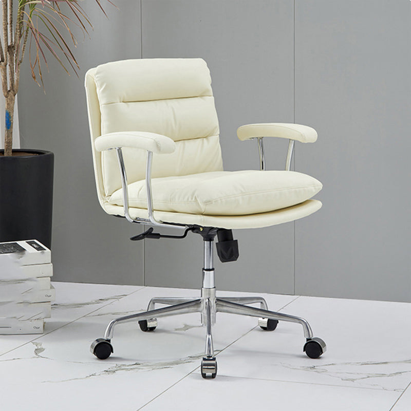 Modern Fixed Arms Desk Chair Height-adjustable Ergonomic Office Chair Beige Silver 1 Piece Clearhalo 'furn' 'furn_office_chair' 'Furniture' 'Office Chairs' 'Office Furniture' 'office_chair' 5894794