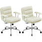Modern Fixed Arms Desk Chair Height-adjustable Ergonomic Office Chair Beige Silver 2 Piece Set Clearhalo 'furn' 'furn_office_chair' 'Furniture' 'Office Chairs' 'Office Furniture' 'office_chair' 5894796