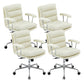 Modern Fixed Arms Desk Chair Height-adjustable Ergonomic Office Chair Beige Silver 4 Piece Set Clearhalo 'furn' 'furn_office_chair' 'Furniture' 'Office Chairs' 'Office Furniture' 'office_chair' 5894797