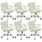 Modern Fixed Arms Desk Chair Height-adjustable Ergonomic Office Chair Beige Silver 6 Piece Set Clearhalo 'furn' 'furn_office_chair' 'Furniture' 'Office Chairs' 'Office Furniture' 'office_chair' 5894799
