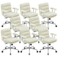 Modern Fixed Arms Desk Chair Height-adjustable Ergonomic Office Chair Beige Silver 8 Piece Set Clearhalo 'furn' 'furn_office_chair' 'Furniture' 'Office Chairs' 'Office Furniture' 'office_chair' 5894802