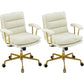 Modern Fixed Arms Desk Chair Height-adjustable Ergonomic Office Chair Beige Gold 2 Piece Set Clearhalo 'furn' 'furn_office_chair' 'Furniture' 'Office Chairs' 'Office Furniture' 'office_chair' 5894805