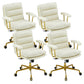 Modern Fixed Arms Desk Chair Height-adjustable Ergonomic Office Chair Beige Gold 4 Piece Set Clearhalo 'furn' 'furn_office_chair' 'Furniture' 'Office Chairs' 'Office Furniture' 'office_chair' 5894808