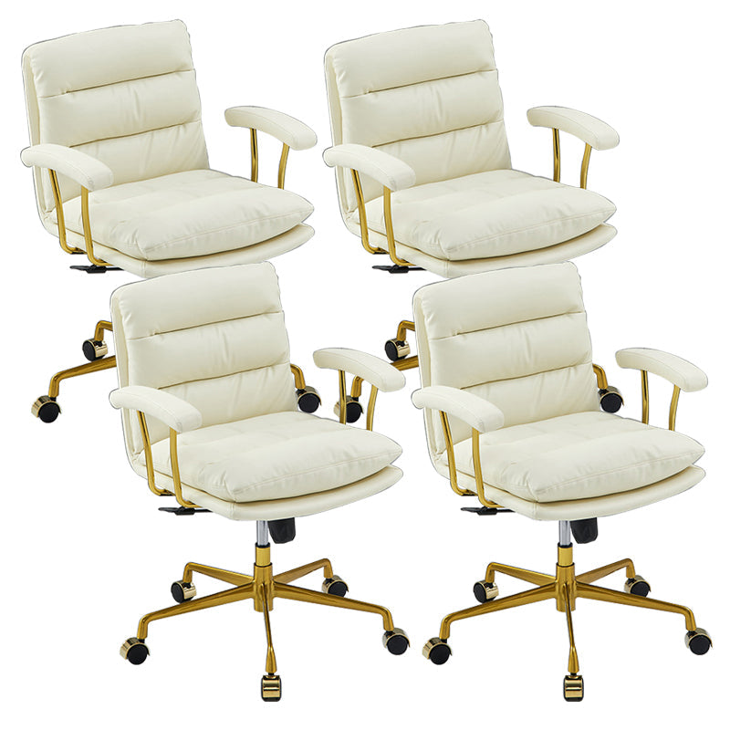Modern Fixed Arms Desk Chair Height-adjustable Ergonomic Office Chair Beige Gold 4 Piece Set Clearhalo 'furn' 'furn_office_chair' 'Furniture' 'Office Chairs' 'Office Furniture' 'office_chair' 5894808