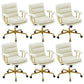 Modern Fixed Arms Desk Chair Height-adjustable Ergonomic Office Chair Beige Gold 6 Piece Set Clearhalo 'furn' 'furn_office_chair' 'Furniture' 'Office Chairs' 'Office Furniture' 'office_chair' 5894810