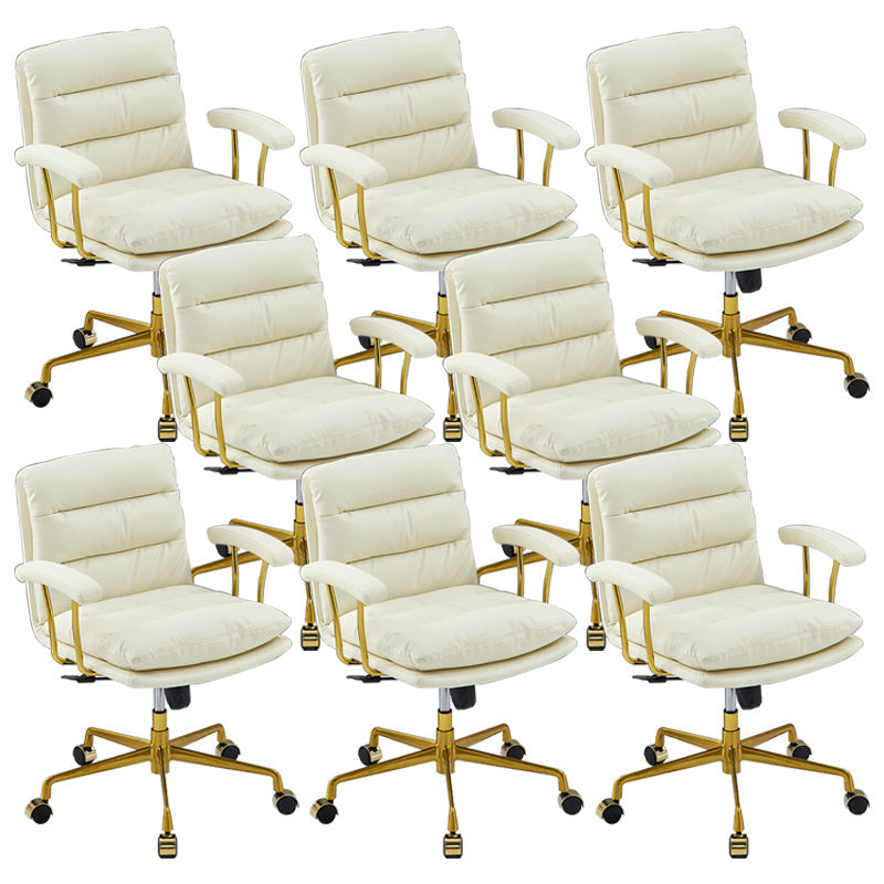 Modern Fixed Arms Desk Chair Height-adjustable Ergonomic Office Chair Beige Gold 8 Piece Set Clearhalo 'furn' 'furn_office_chair' 'Furniture' 'Office Chairs' 'Office Furniture' 'office_chair' 5894811