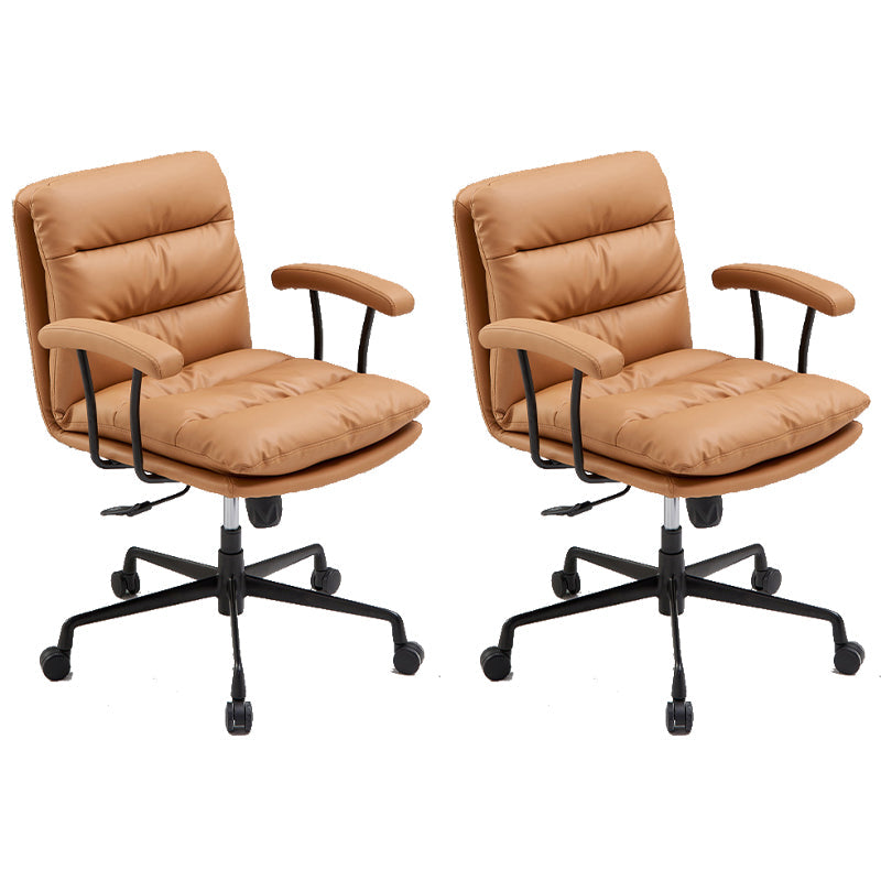 Modern Fixed Arms Desk Chair Height-adjustable Ergonomic Office Chair Coffee + Black 2 Piece Set Clearhalo 'furn' 'furn_office_chair' 'Furniture' 'Office Chairs' 'Office Furniture' 'office_chair' 5894813