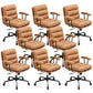 Modern Fixed Arms Desk Chair Height-adjustable Ergonomic Office Chair Coffee + Black 8 Piece Set Clearhalo 'furn' 'furn_office_chair' 'Furniture' 'Office Chairs' 'Office Furniture' 'office_chair' 5894816