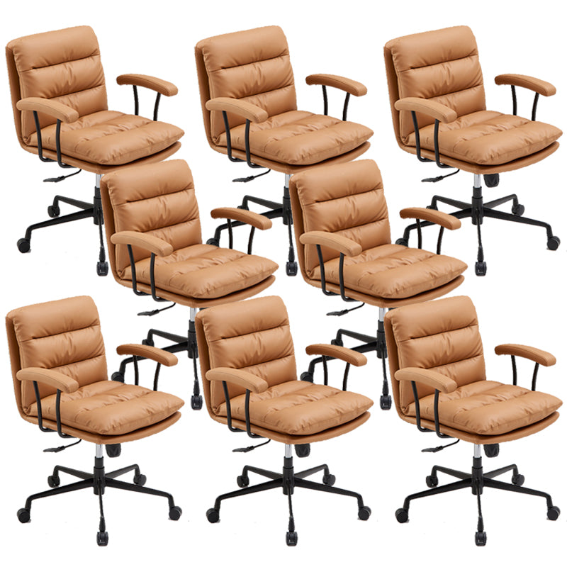 Modern Fixed Arms Desk Chair Height-adjustable Ergonomic Office Chair Coffee + Black 8 Piece Set Clearhalo 'furn' 'furn_office_chair' 'Furniture' 'Office Chairs' 'Office Furniture' 'office_chair' 5894816