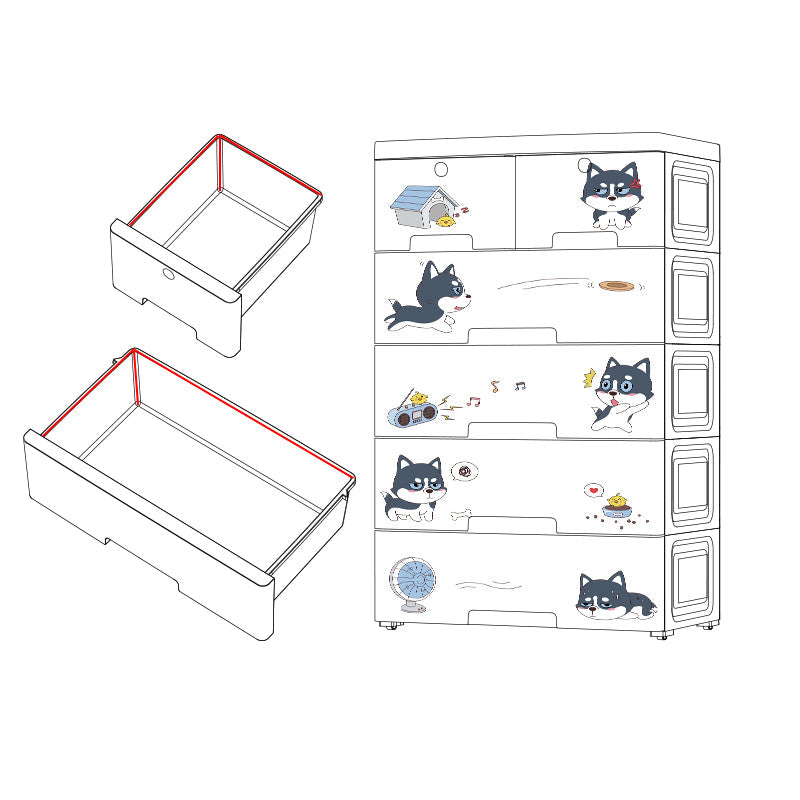 Contemporary Non-Hanging Armoire Plastic Bedroom Wardrobe Closet