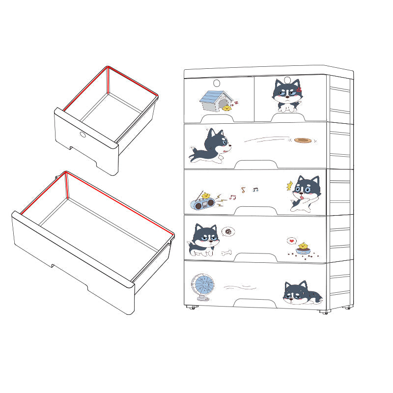 Contemporary Non-Hanging Armoire Plastic Bedroom Wardrobe Closet