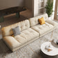 Beige 4-seater Armless Sofa Contemporary Sewn Pillow Back Sofa