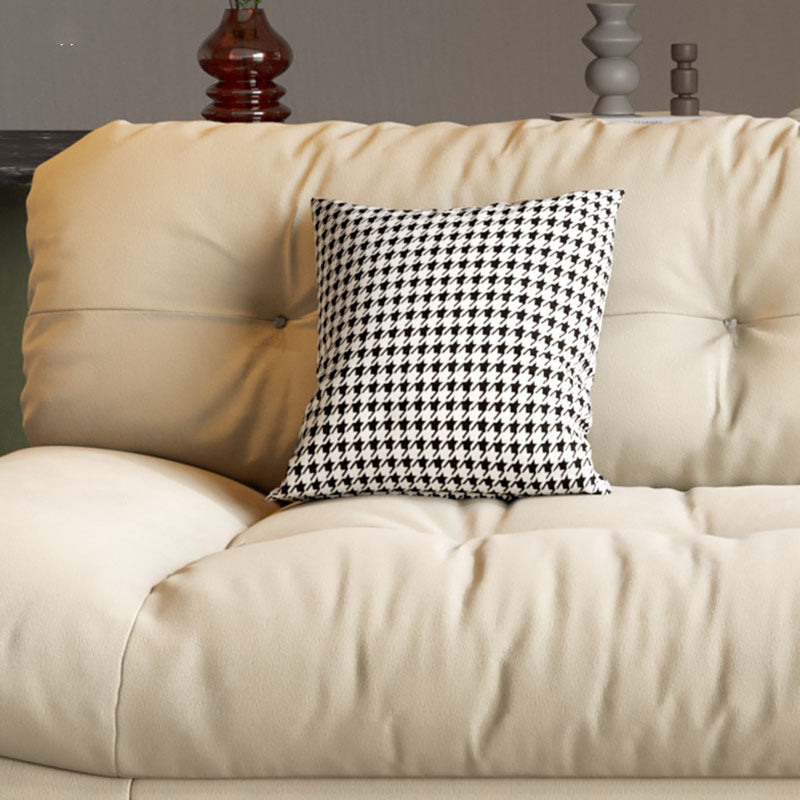 Beige 4-seater Armless Sofa Contemporary Sewn Pillow Back Sofa