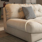Beige 4-seater Armless Sofa Contemporary Sewn Pillow Back Sofa