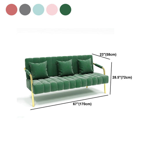 Kissen -Rücken -Samtsofa 28,35 "Hochmetall -Quadrat -Armsofa