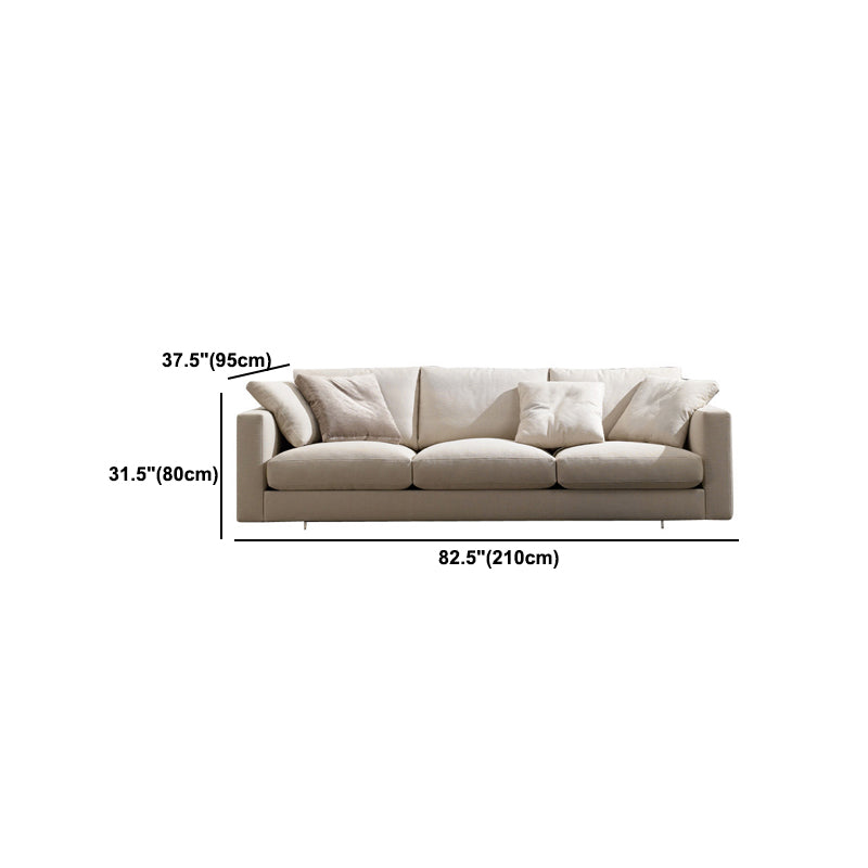 Slipcovered Sofa Beige Fabric Square Arm Sofa with 4 Pillows Clearhalo 'furn' 'furn_sofas' 'Furniture' 'Living Room Furniture' 'Sofa' 'sofas' 5895006