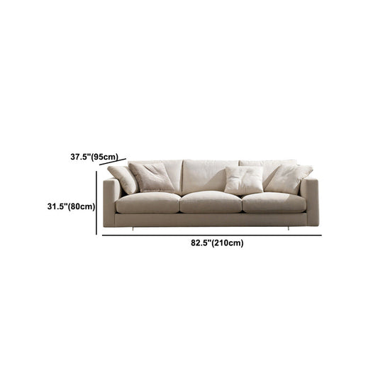 Slipcovered Sofa Beige Fabric Square Arm Sofa with 4 Pillows Clearhalo 'furn' 'furn_sofas' 'Furniture' 'Living Room Furniture' 'Sofa' 'sofas' 5895006