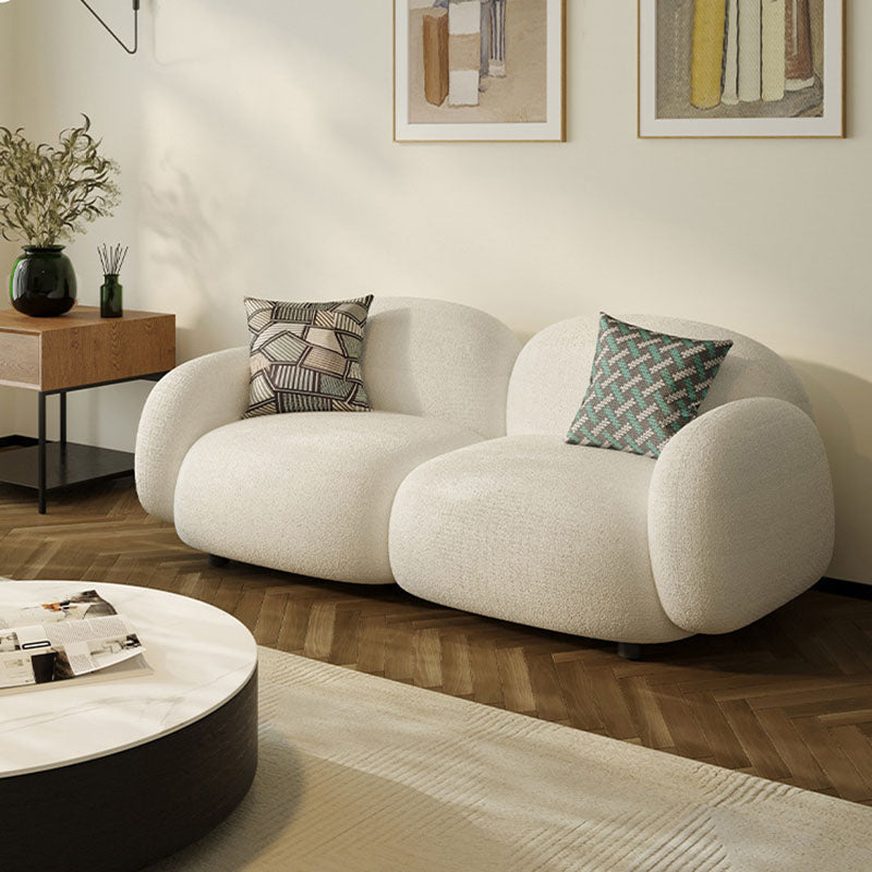 Leather/Wool Modern Curved Sofa 29.52" High Round Arm Seating